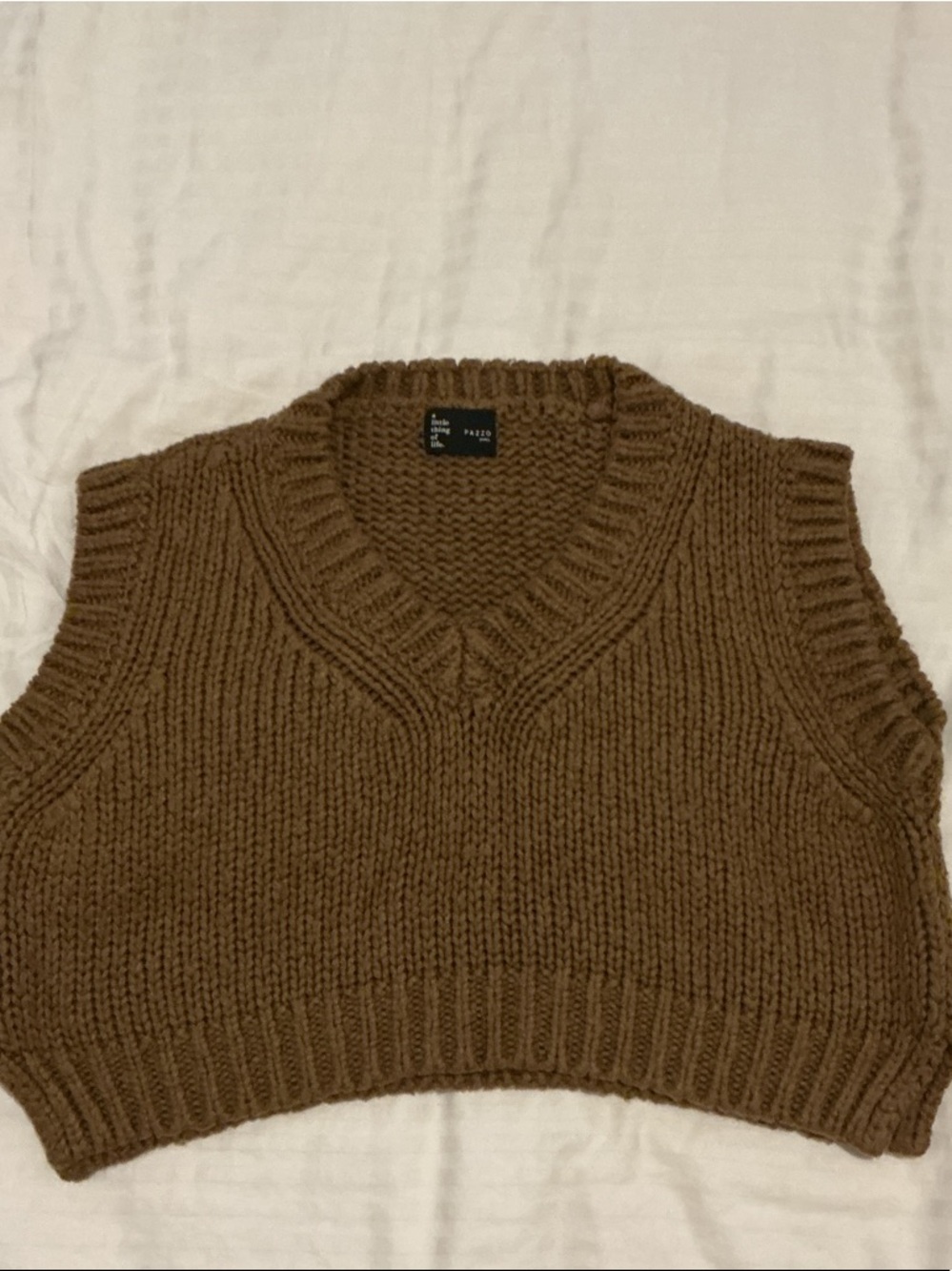 PAZZO Chestnut Brown Cropped Knit Vest